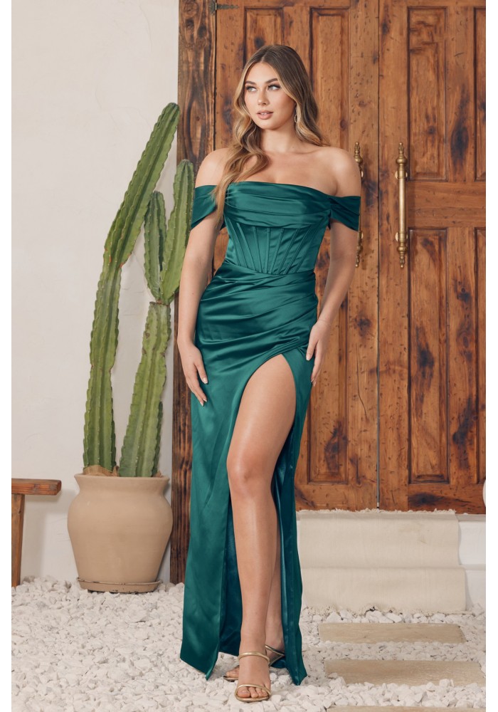 Elegant Cowl Neck Bustier Dress with High Slip - CH-NAR1236