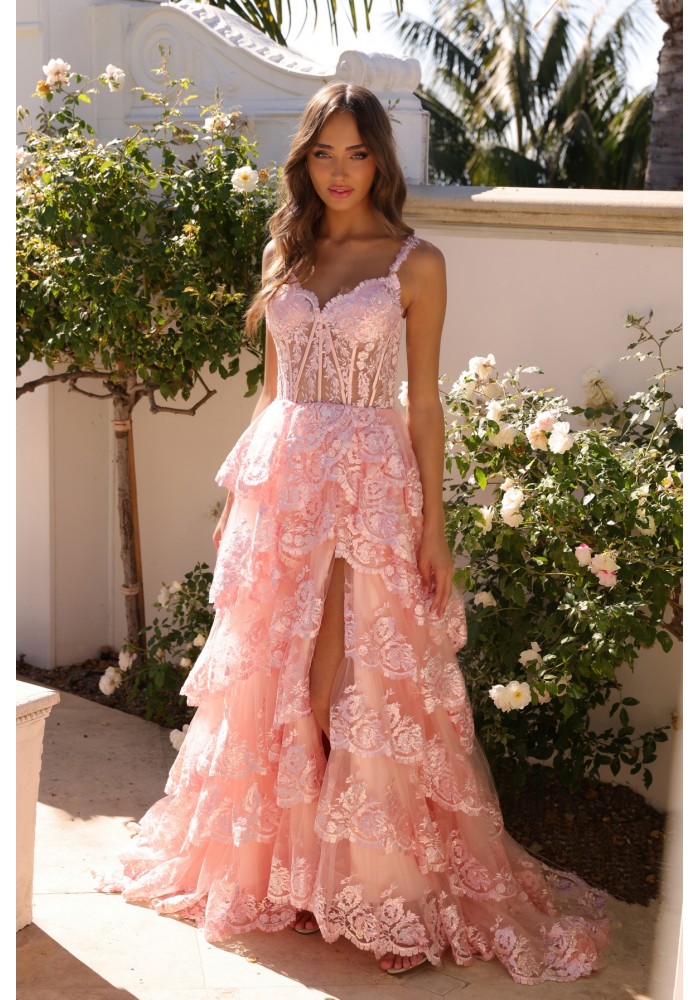 Prom / Sweetheart Tiered Lace Prom Dresses