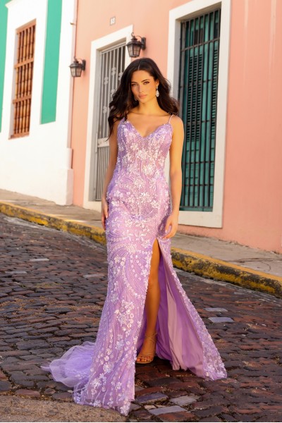 Prom / Evening Floral Sequin Gown - CH-NAC1458