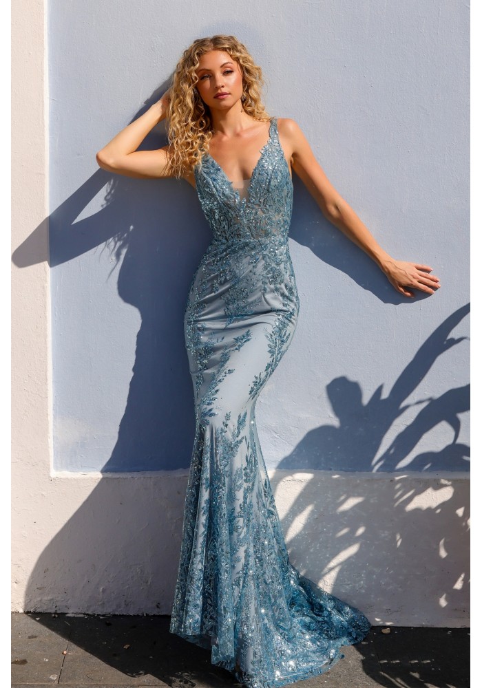 Prom / Evening Deep V-neck w/ Double Strap Back Gown - CH-NAE1273