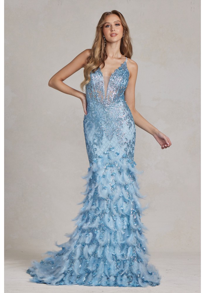 Prom / Evening Dress - w/ Feather - CH-NAC1111