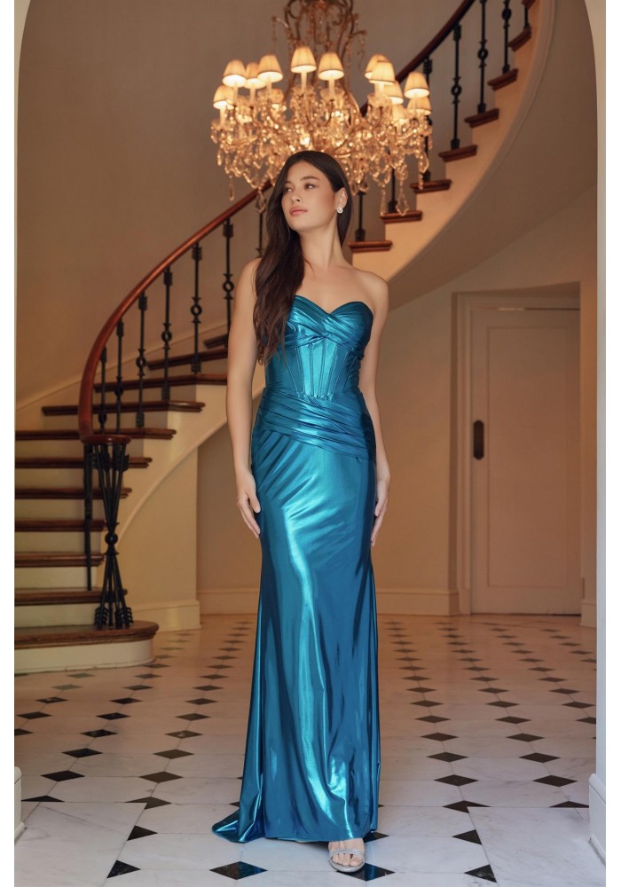 Prom / Evening Gown - Metallic Fitted Strapless - CH-NAT1499