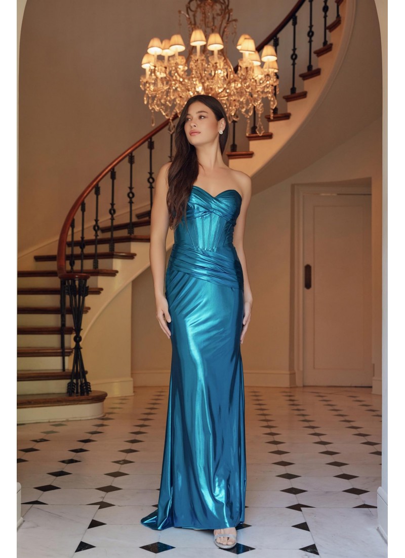 Prom / Evening Gown - Metallic Fitted Strapless - CH-NAT1499