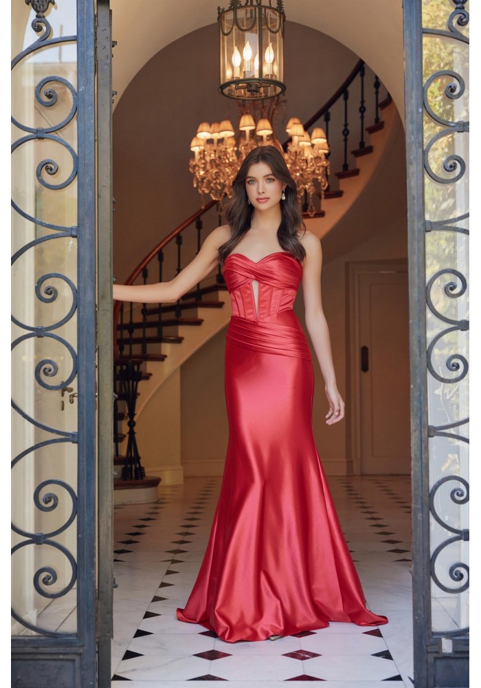 Prom / Evening Gown - Long Formal Satin Fitted Dress - CH-NAT1500