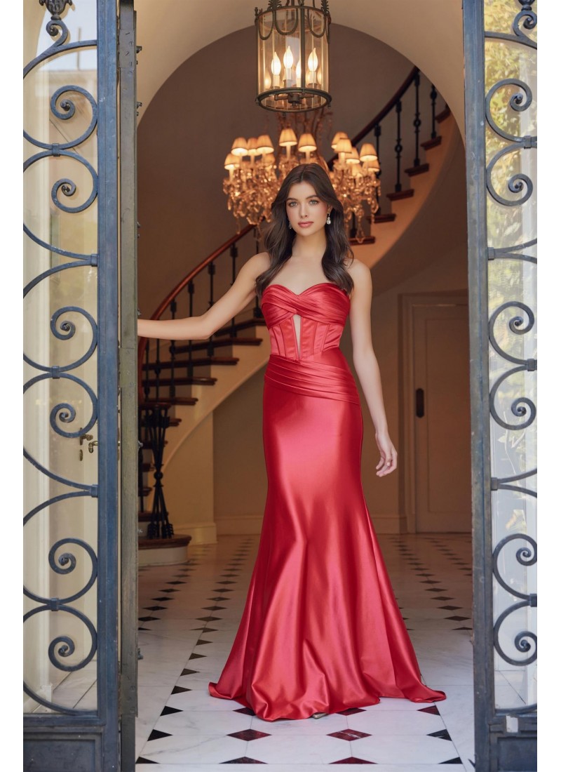 Prom / Evening Gown - Long Formal Satin Fitted Dress - CH-NAT1500