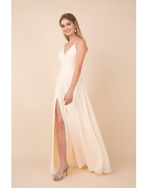 V-neck Long Chiffon Slip Skirt Bridesmaid Dress - CH-NAR275P