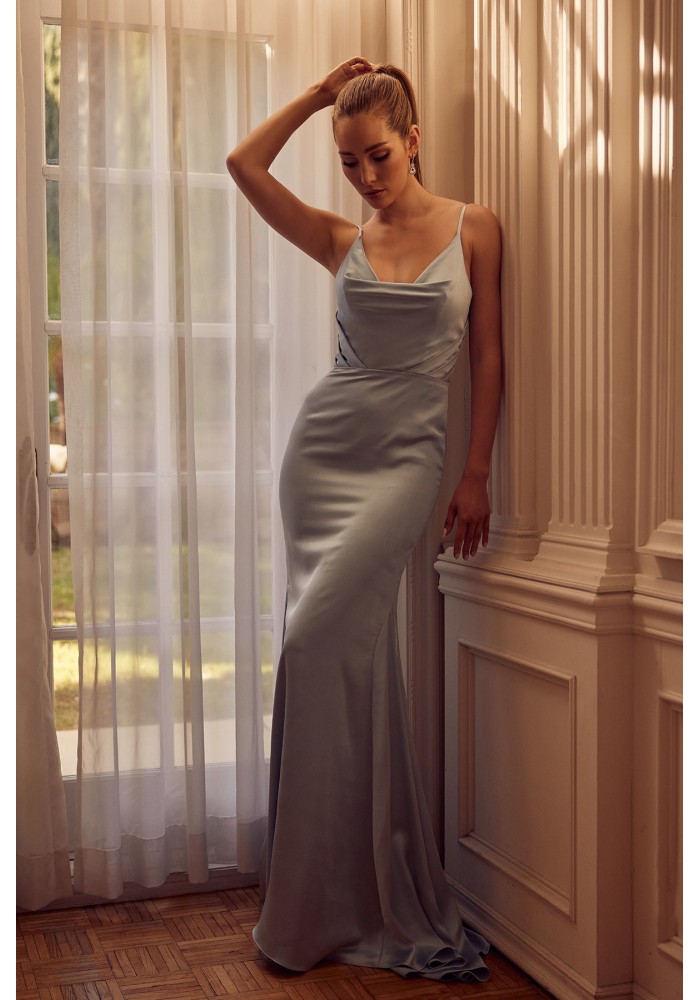 Cowl Neckline Floor Length Gown and Zipper On The Back - CH-NAR1026