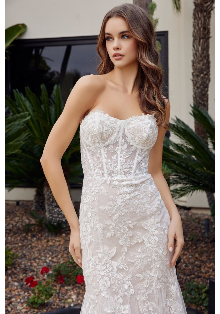 Strapless Mermaid Gown Floral Lace And Beaded Applique - CH-NAJE1061L
