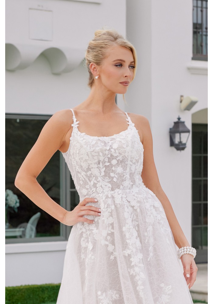 Scoop Neckline And Back Lace A Line Cathedral Train - CH-NAJE1074L
