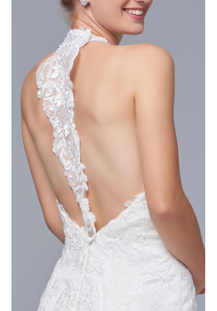 Plus Size - Mermaid High Neck Neckline and Back Zipper Style Wedding Dress - KAREN