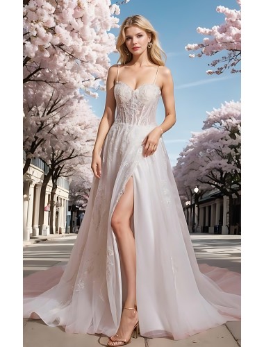 A-Line Sweetheart Wedding Dress with Spaghetti Straps - BLM-A2009