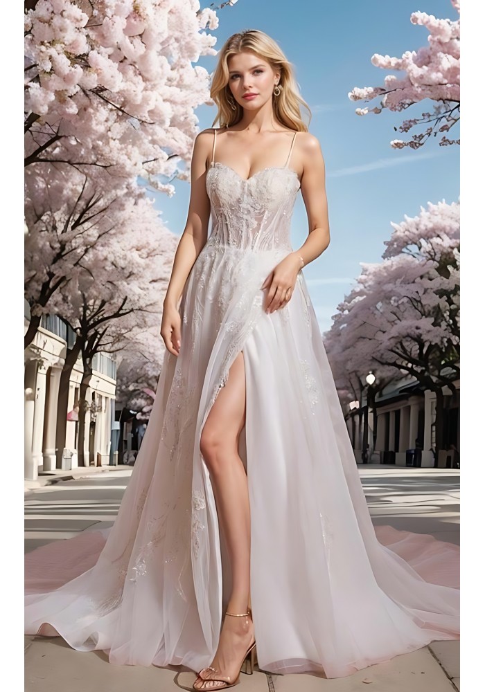 A-Line Sweetheart Wedding Dress with Spaghetti Straps - BLM-A2009