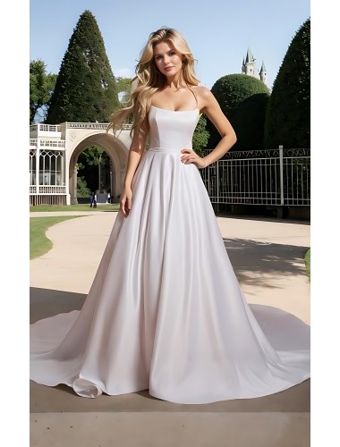 Ball Gown Cat-eye Wedding Dress with Sleeveless - BLM-B1003