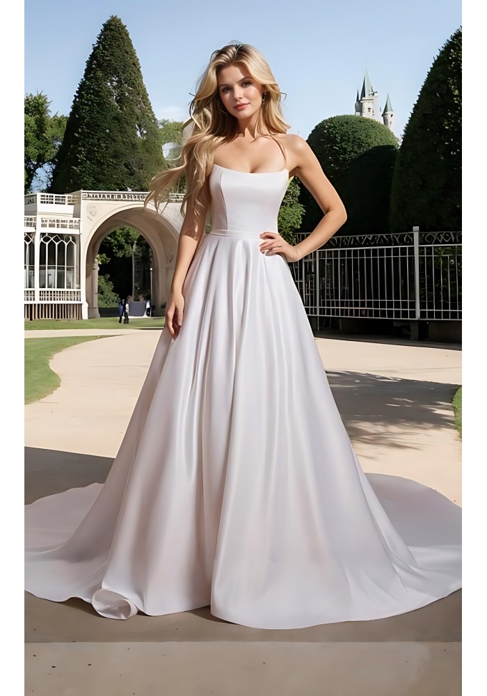 Ball Gown Cat-eye Wedding Dress with Sleeveless - BLM-B1003