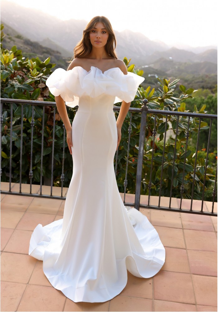 Wedding Dress - Off Shoulder Ruffle Top - CH-NAJW984