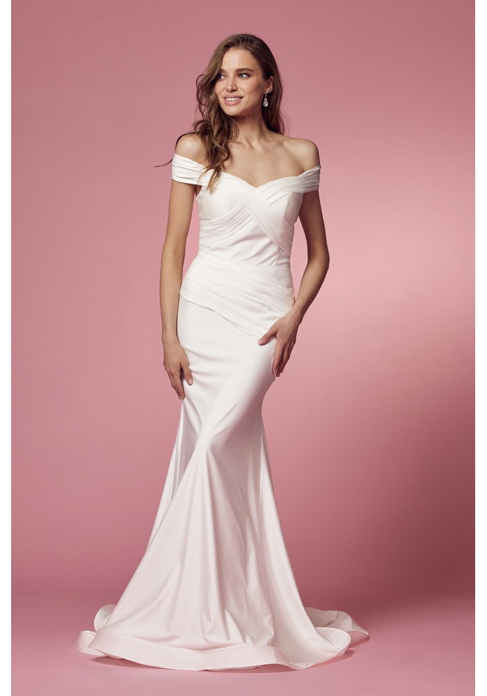 Pleated Off Shoulders Sweetheart Neckline Mermaid Gown - CH-NAE497W