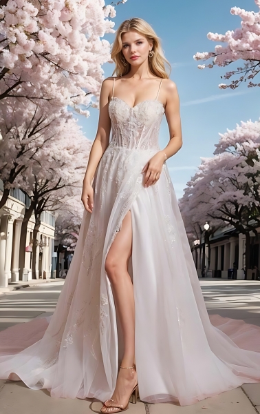 A-Line Sweetheart Wedding Dress with Spaghetti Straps - BLM-A2009