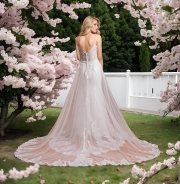 Fitted & Flare / A-line Overskirt Wedding Dress with Spaghetti Straps - BLM-F2010OS