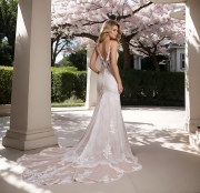 Mermaid V-shape Wedding Dress with Spaghetti Straps - BLM-M2003