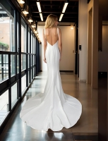 Wedding Dress - Crepe Fitted and Flare with Cowl Neckline - BLC-F2013