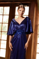 Mother of the Bride Dress -  Long Metallic Material with V-neck and Back - CH-NAMD130