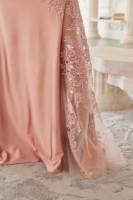 Mother of the Bride Dress -  Satin with Long Sleeves and a Pleated Waistline - CH-NAME123