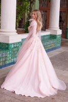 Semi-Quinceanera Draped Tie-Up Straps Applique Tulle Dress - CH-NAH1680