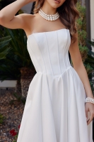 Strapless Satin A Line Straight Neckline Chapel Length Train - CH-NAJW1045