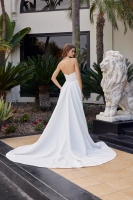 Strapless Satin A Line Straight Neckline Chapel Length Train - CH-NAJW1045