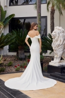 Straight Top Pleated Off-shoulder Wedding Gown - CH-NAJW1032