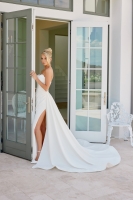 Strapless Pleated Bodice Wedding Gown With Slit - CH-NAJW1035