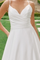 Satin V-neck A-line Wedding Dress - CH-NAJE1015