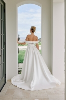 Satin Off-Shoulder A-line Wedding Dress with Slit - CH-NAJE1016