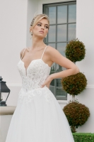 A Line Organza Gown Woven Applique Soft Basque Waist - CH-NAJE1059
