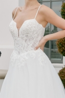 A Line Organza Gown Woven Applique Soft Basque Waist - CH-NAJE1059