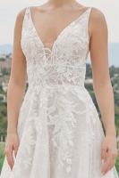 A Line Tulle Gown Sequined Lace Zipper Back Chapel Train - CH-NAJE1060L