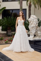 A Line Tulle Gown Illusion Side Panels Applique Straps - CH-NAJE1062L