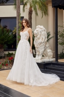 A Line Tulle Gown Illusion Side Panels Applique Straps - CH-NAJE1062L