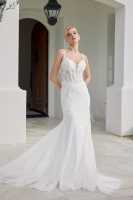 Mermaid Tulle Gown Lace Sequined Applique Illusion Bodice - CH-NAJE1063L