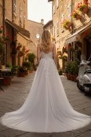 Lace V Sweetheart Neckline A Line Gown Applique Chapel Train - CH-NAJE1072L