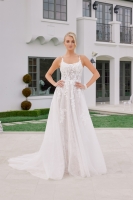 Scoop Neckline And Back Lace A Line Cathedral Train - CH-NAJE1074L