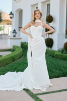 Wedding Dress - Applique Floral Straps Crossover Sweetheart Neckline Lace Overlay - CH-NAJE1079