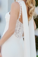 Wedding Dress - Applique Floral Straps Crossover Sweetheart Neckline Lace Overlay - CH-NAJE1079