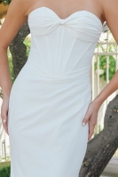 Wedding Dress - Fitted Gown Neck Scarf Overlay Crossover Sweetheart Bodice Train - CH-NAJE1081