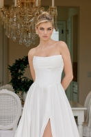 Wedding Dress - Satin A Line Gown Strapless Neckline Pleated Skirt And Train - CH-NAJE1082