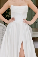 Wedding Dress - Satin A Line Gown Strapless Neckline Pleated Skirt And Train - CH-NAJE1082