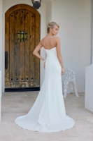  Wedding Dress - Fitted Strapless Sweetheart Neck Boned Bodice Ruched Waistline Satin Slit
