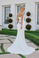  Wedding Dress - Fitted Gown Cowl Neckline Full Length Buttons Chapel Train - CH-NAJW1047