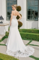  Wedding Dress - Sweetheart Neckline Boned Bodice Leg Slit Partial Lace Train - CH-NAJW1050