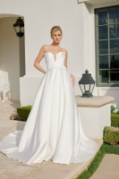  Wedding Dress - A-Line V Crossover Pleated Bodice Sweetheart Neckline - CH-NAJE1075